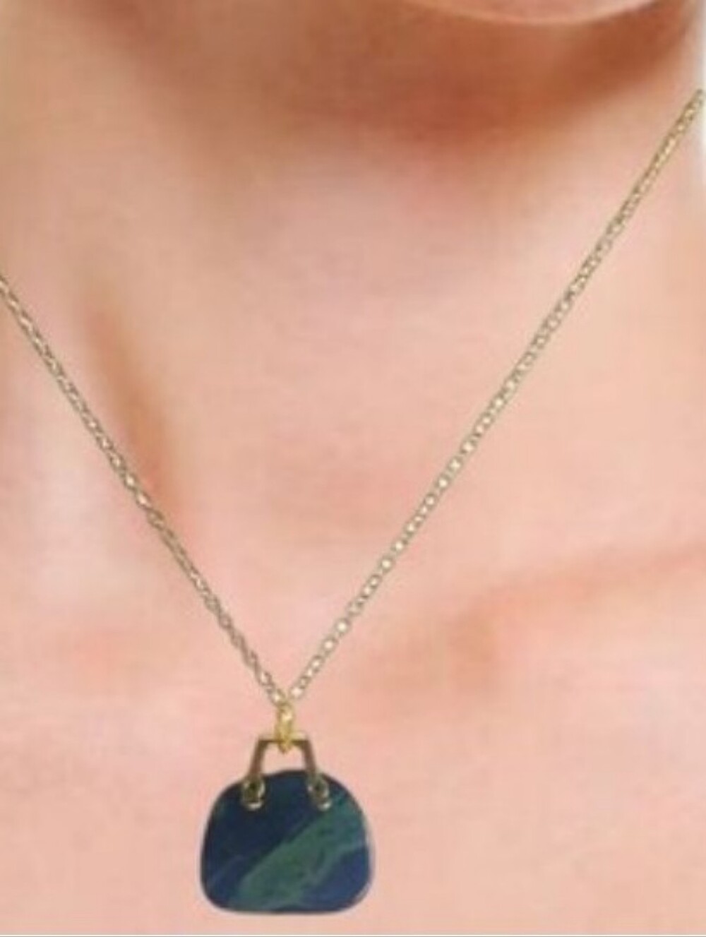 Genuine Natural Stone Mini Purse Necklace. NWOT